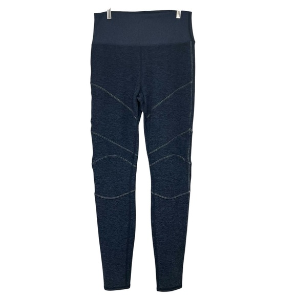 Alo Yoga Revel Dark Heather Blue AloSoft High Waist Seamed Athletic Leggings Lar - Picture 3 of 9